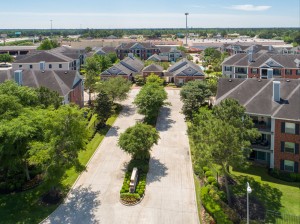 Three Bedroom Apartments for Rent in Conroe, TX -Aerial View of Community & Entrance      